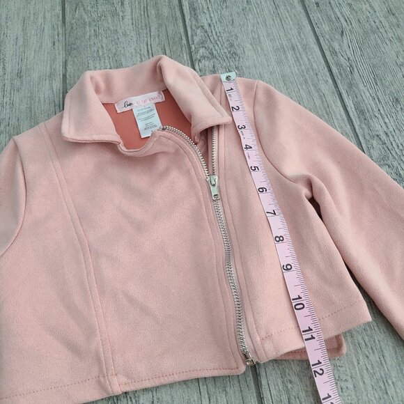 Love To Be Loved Girls Pink Faux Suede Moto Jacket Size 6 - Picture 6 of 8